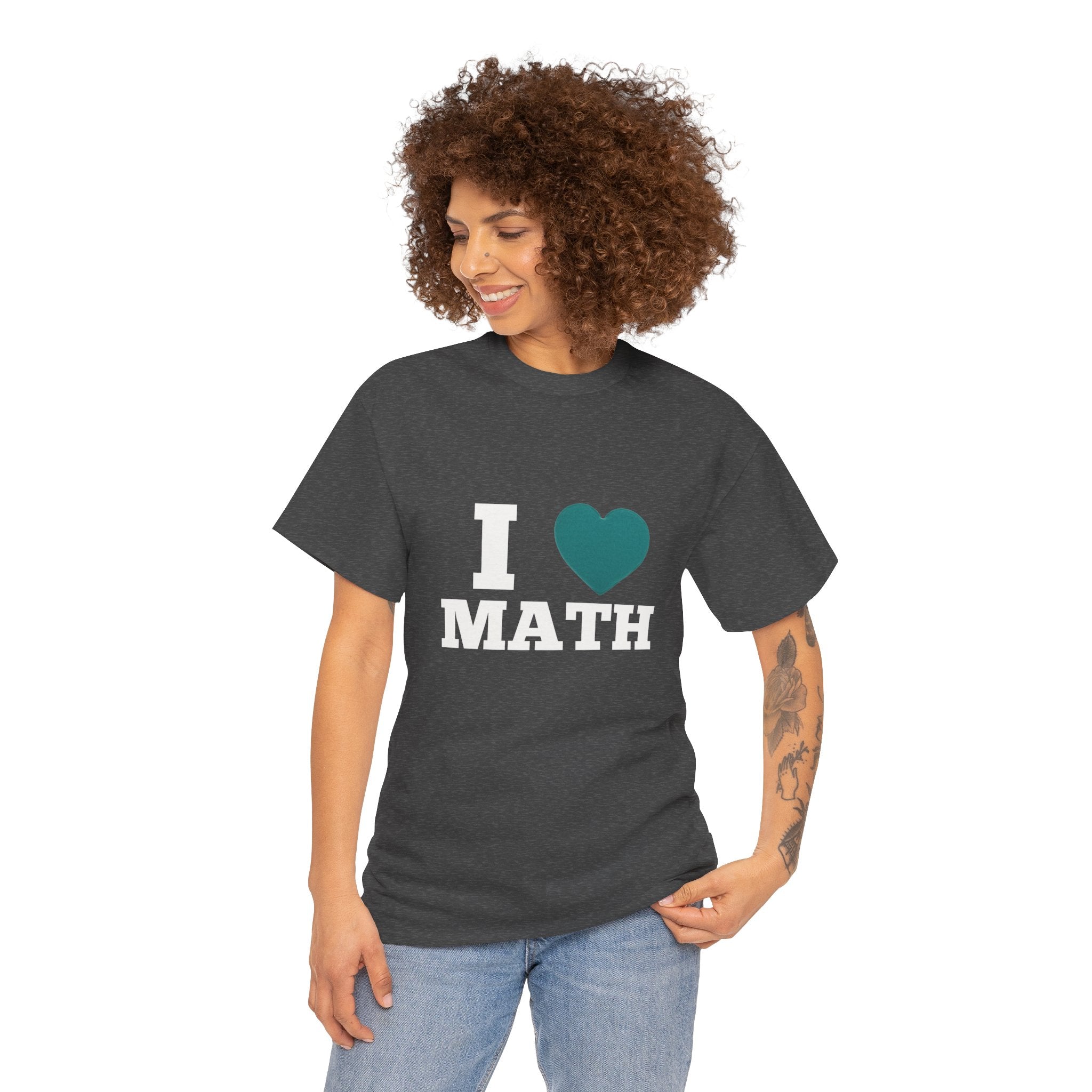 I Love Math Unisex Heavy Cotton Tee - Perfect for Teachers, Math Lovers, Back to School, Math Enthusiast Gifts, Everyday Wear