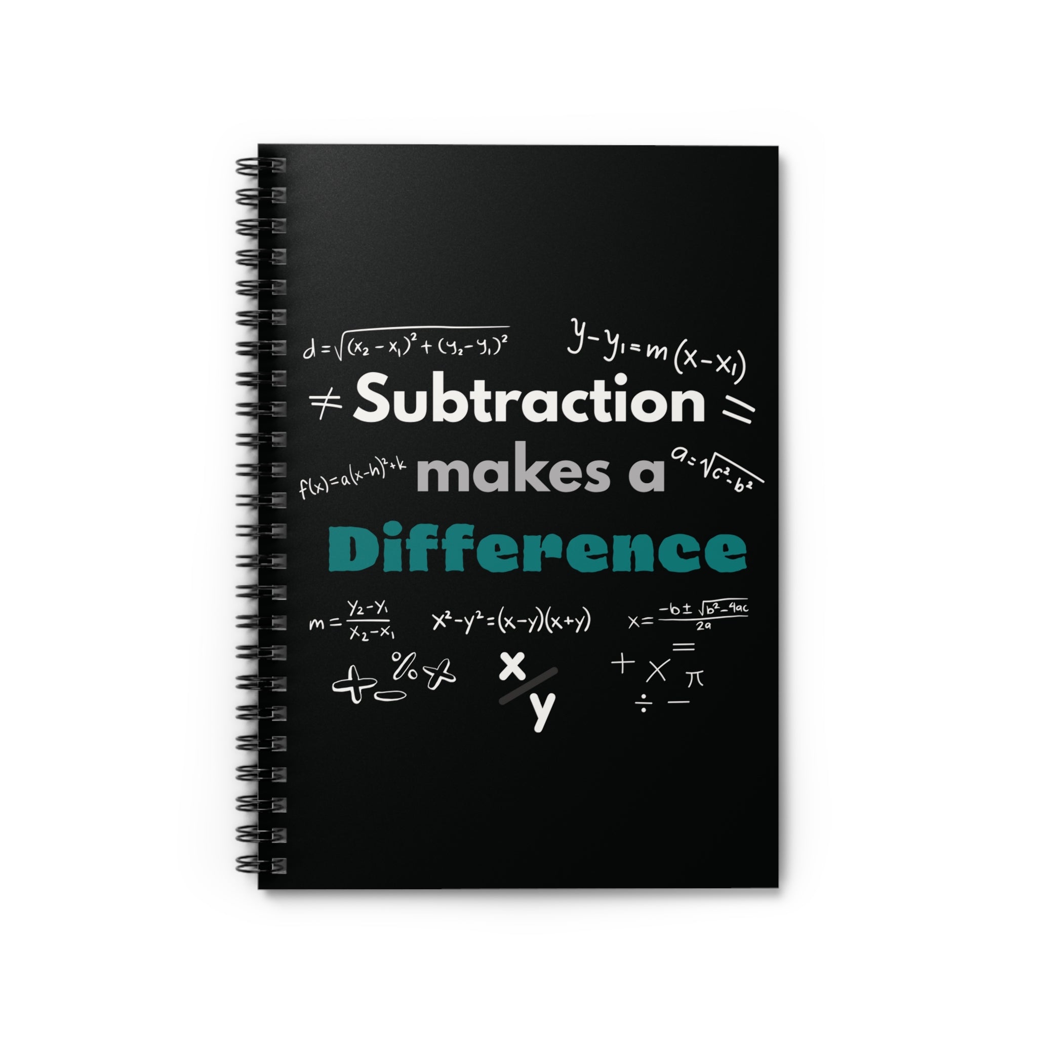 Mathematics Spiral Notebook - Subtraction Makes a Difference, Math Journal, Student Notebook, Teacher Gifts, School Supplies
