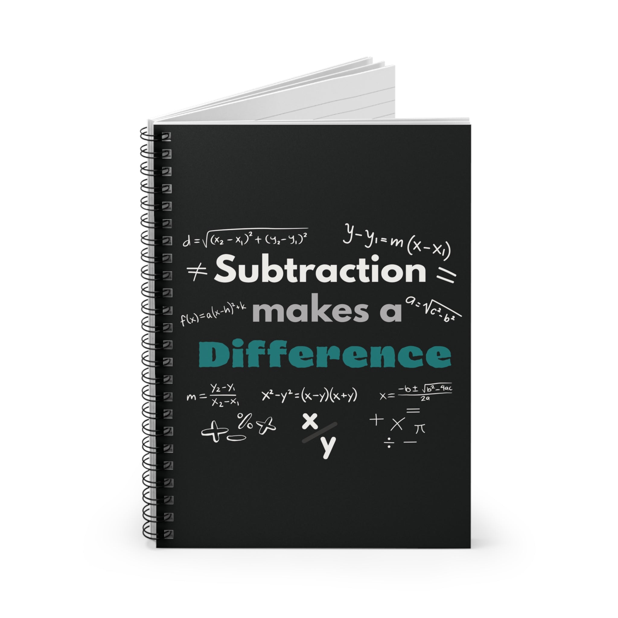 Mathematics Spiral Notebook - Subtraction Makes a Difference, Math Journal, Student Notebook, Teacher Gifts, School Supplies