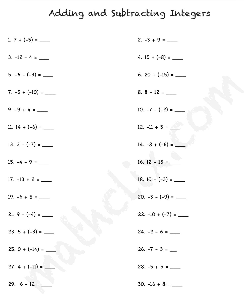 Integer Operations Notes and Practice Bundle
