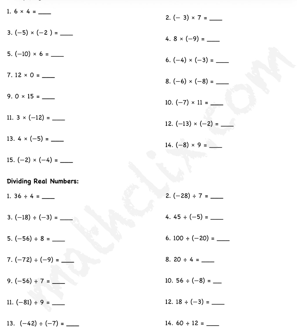 Integer Operations Notes and Practice Bundle