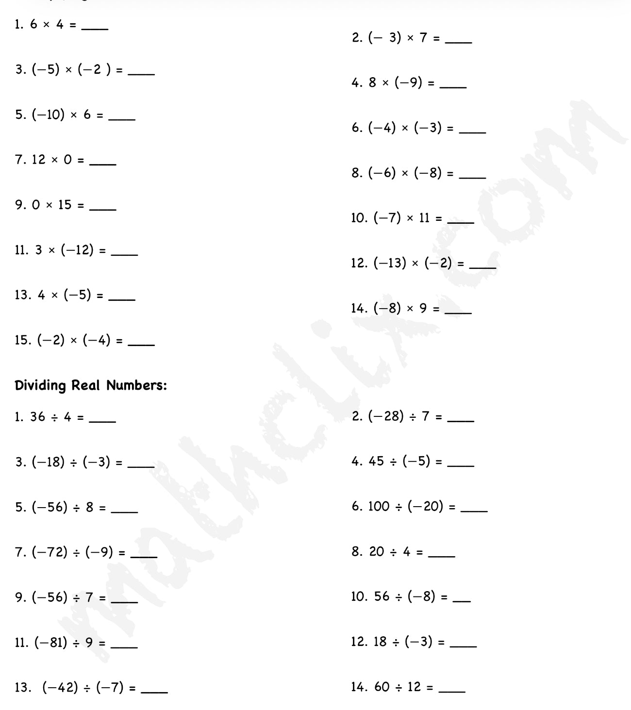 Integer Operations Notes and Practice Bundle